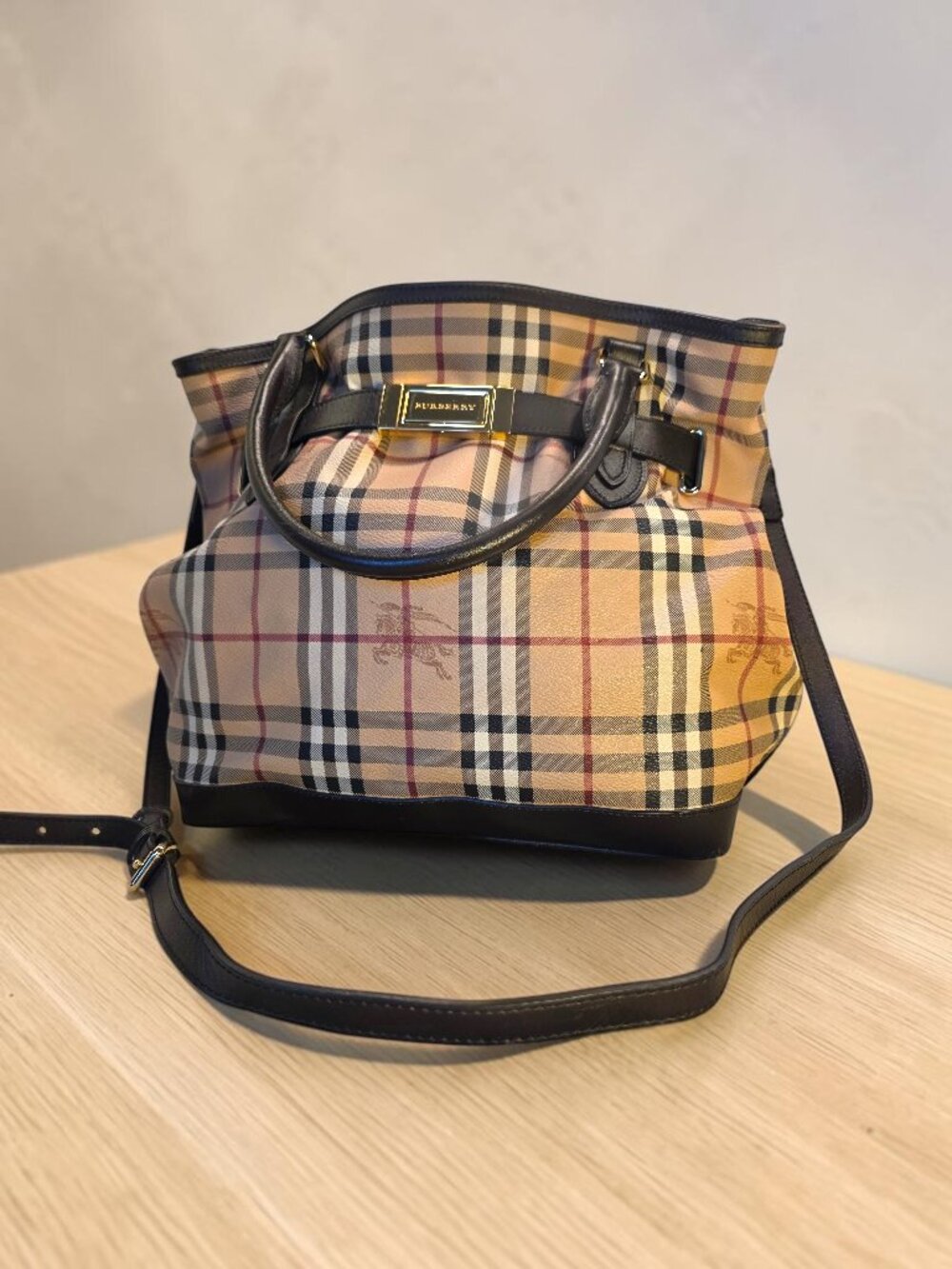 Burberry Golderton Haymarket Coated Canvas Tote EUC